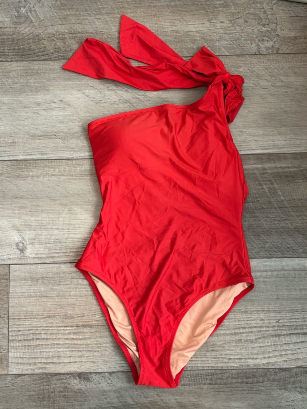 J. Crew Red One-Shoulder Tied Swimsuit
